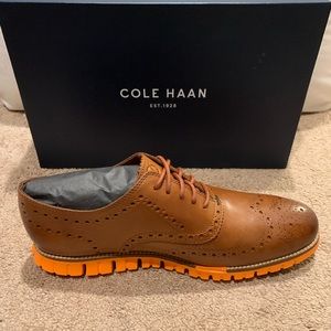 Cole Haan Zerogrand Wingtip Oxford. Tan Leather